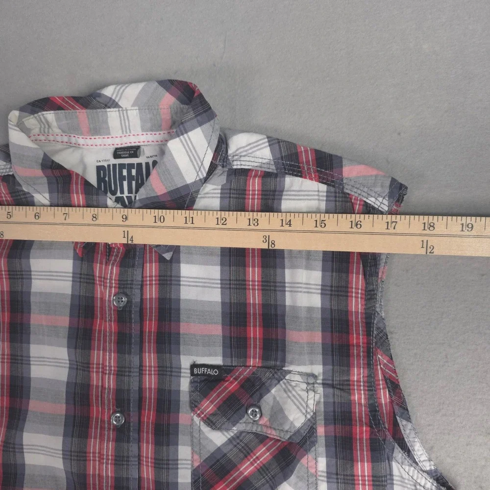 Buffalo David Bitton Mens Plaid Sleeveless‎ Shirt Casual Button Down Medium